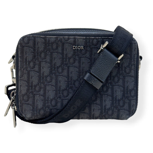 DIOR OBLIQUE JACQUARD ZIPPED POUCH WITH STRAP BLACK S | O/S, Black