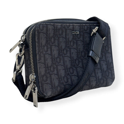 DIOR OBLIQUE JACQUARD ZIPPED POUCH WITH STRAP BLACK S | O/S, Black