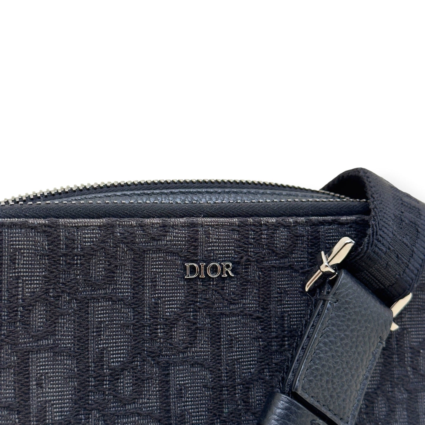 DIOR OBLIQUE JACQUARD ZIPPED POUCH WITH STRAP BLACK S | O/S, Black