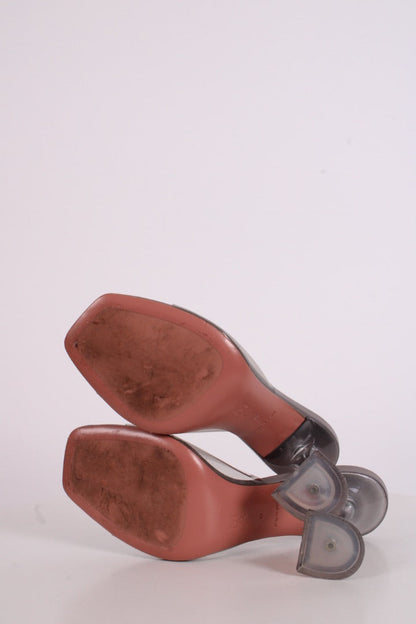 Amina Muaddi Lupita Glass PVC Heels Light Grey 38 | O/S, Grey
