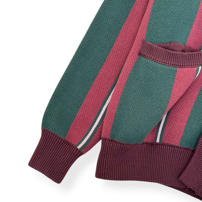 WISDOM OF AGE CITY CARDIGAN GREEN / BURGUNDY S | Small, Burgundy