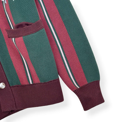 WISDOM OF AGE CITY CARDIGAN GREEN / BURGUNDY S | Small, Burgundy