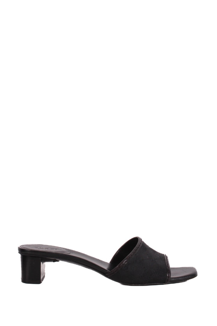 Gucci Monogram Heeled Mule Shoes Black 38 | O/S, Black