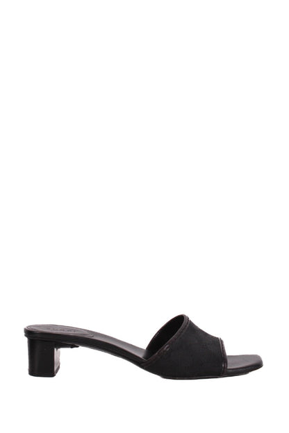 Gucci Monogram Heeled Mule Shoes Black 38 | O/S, Black