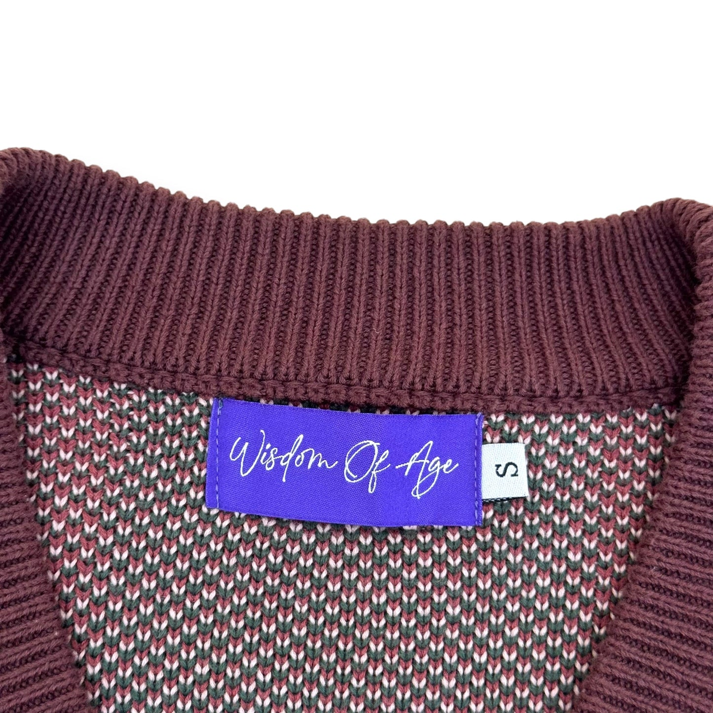 WISDOM OF AGE CITY CARDIGAN GREEN / BURGUNDY S | Small, Burgundy