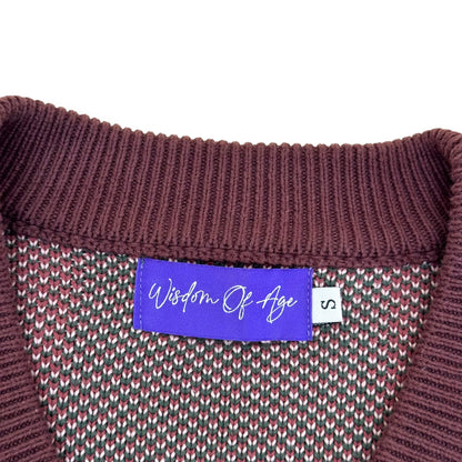 WISDOM OF AGE CITY CARDIGAN GREEN / BURGUNDY S | Small, Burgundy