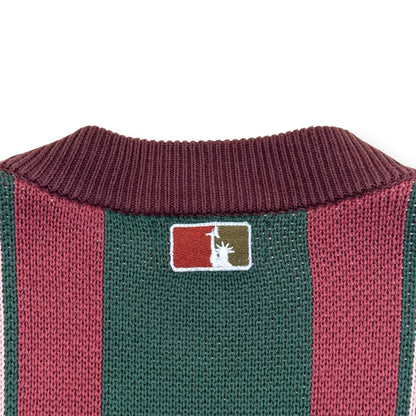 WISDOM OF AGE CITY CARDIGAN GREEN / BURGUNDY S | Small, Burgundy