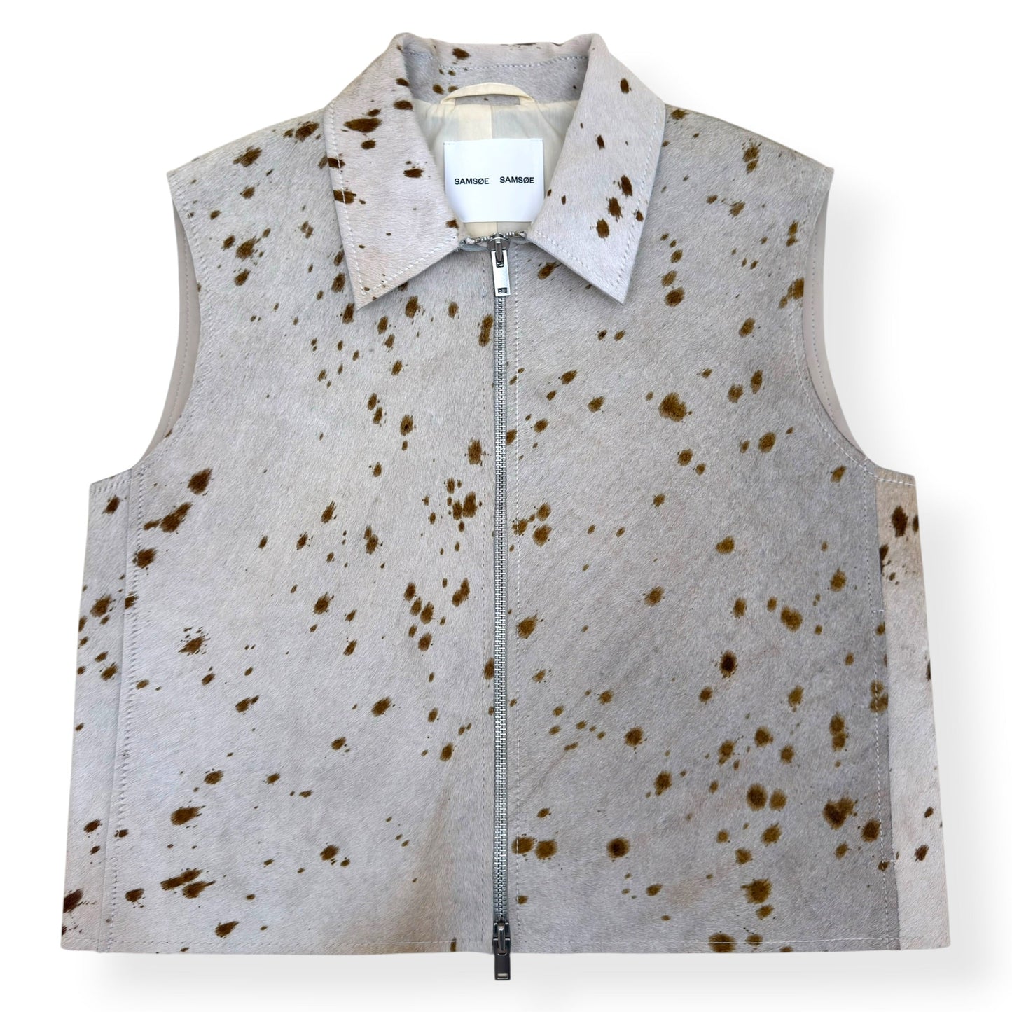 SAMSØE SAMSØE SALYLO LEATHER VEST WHITE / BROWN M | Medium, Brown