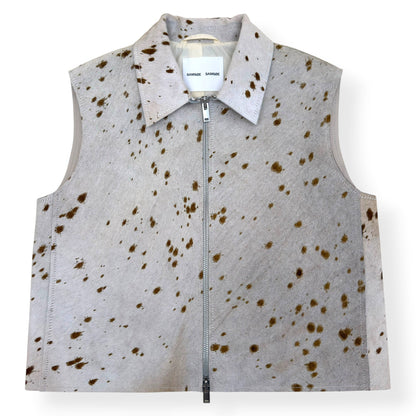 SAMSØE SAMSØE SALYLO LEATHER VEST WHITE / BROWN M | Medium, Brown