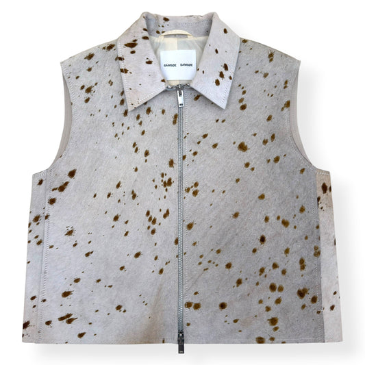 SAMSØE SAMSØE SALYLO LEATHER VEST WHITE / BROWN M | Medium, Brown