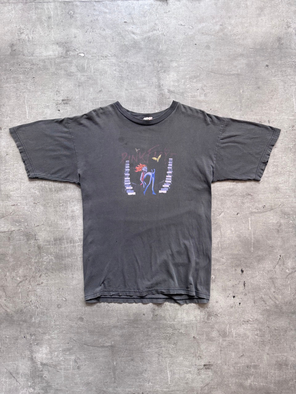 1990's Pink Floyd The Wall Faded Black Graphic Tee | Large, Multicoloured