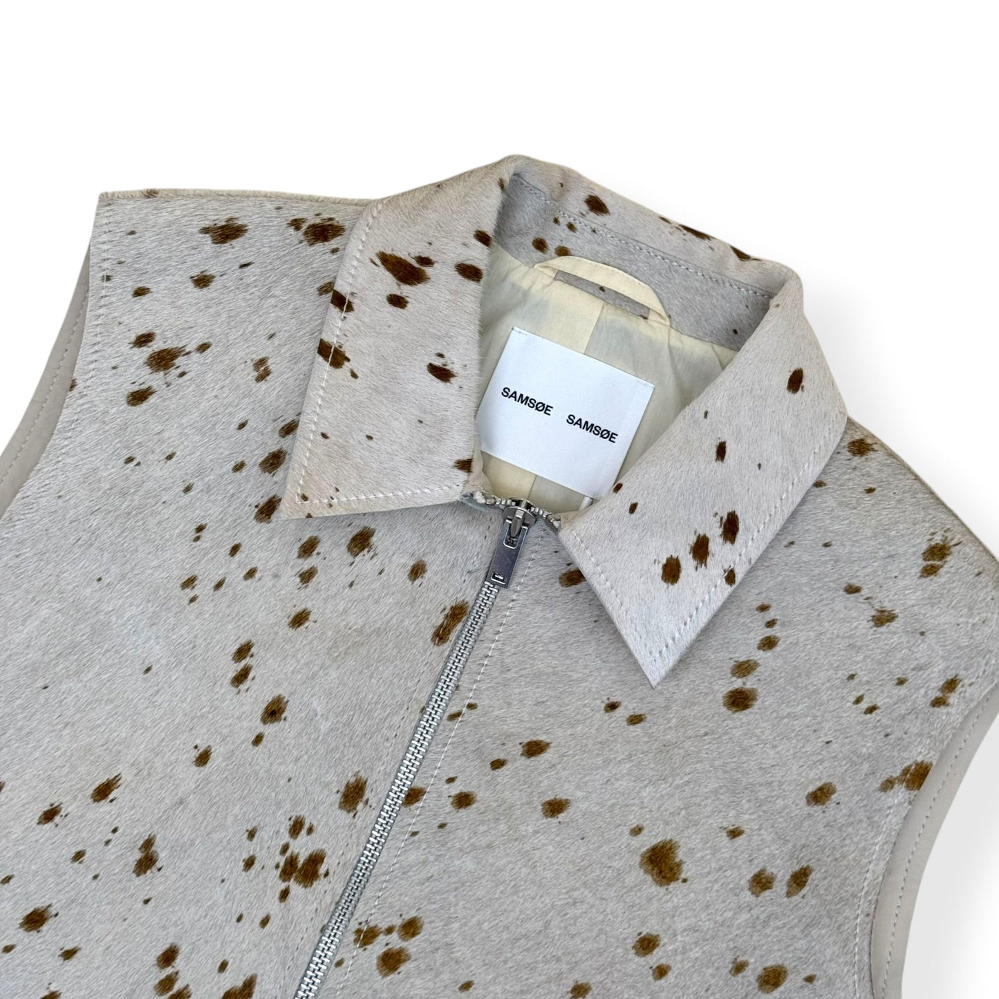 SAMSØE SAMSØE SALYLO LEATHER VEST WHITE / BROWN M | Medium, Brown