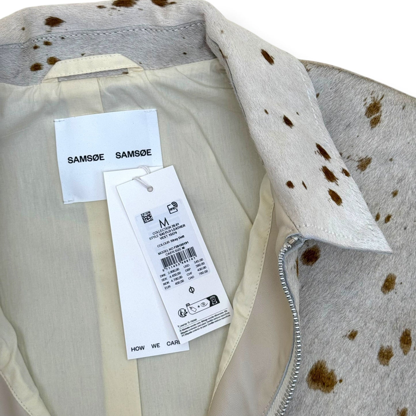 SAMSØE SAMSØE SALYLO LEATHER VEST WHITE / BROWN M | Medium, Brown