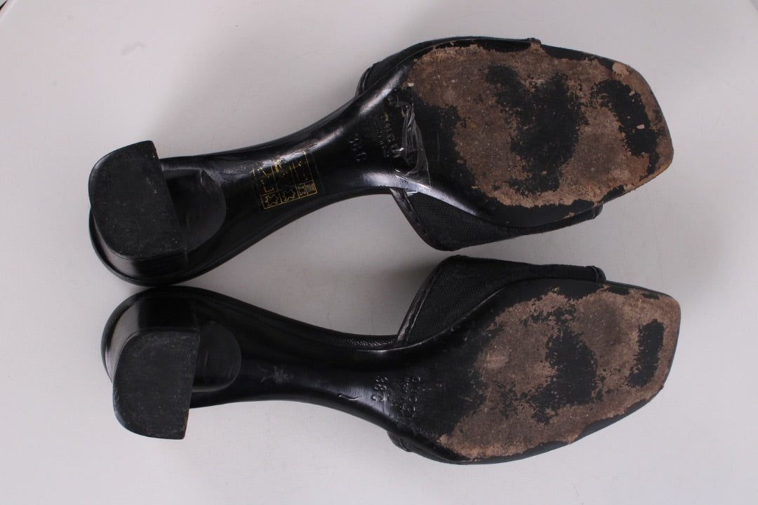 Gucci Monogram Heeled Mule Shoes Black 38 | O/S, Black