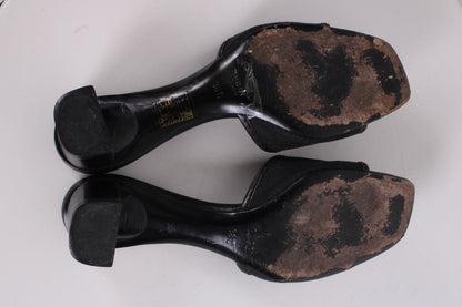 Gucci Monogram Heeled Mule Shoes Black 38 | O/S, Black