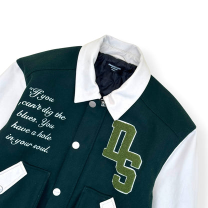 DI SANTI STUDIO DS VARSITY LEATHER JACKET GREEN / WHITE S | Small, Green