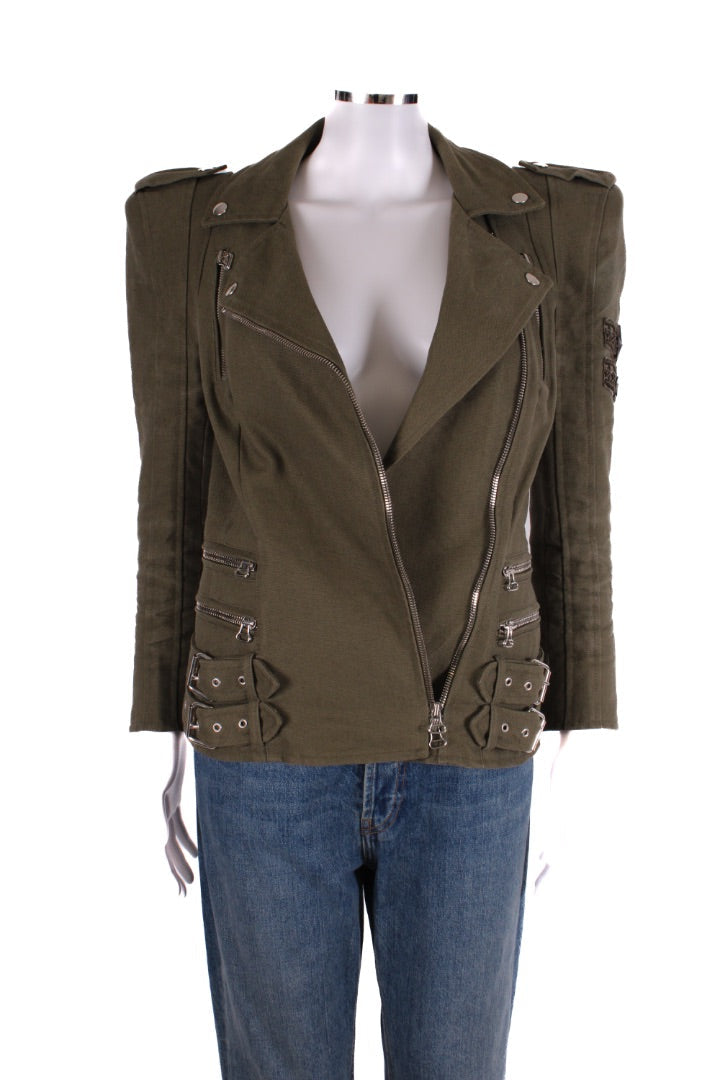 Balmain Padded Shoulder Military Jacket Khaki 10 | O/S, Khaki