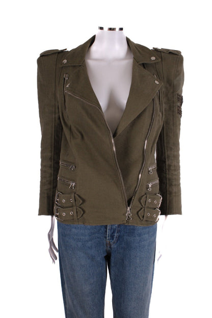 Balmain Padded Shoulder Military Jacket Khaki 10 | O/S, Khaki