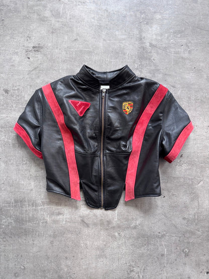 VT Rework: Porsche Motorsport Suede Trim Cropped SS Leather Top | Small, Multicoloured
