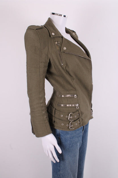 Balmain Padded Shoulder Military Jacket Khaki 10 | O/S, Khaki