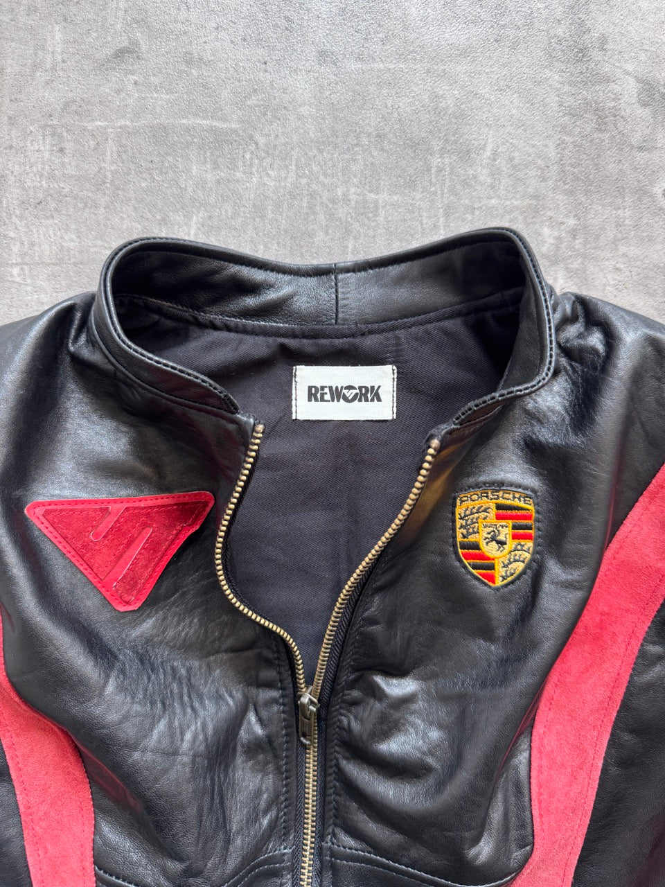 VT Rework: Porsche Motorsport Suede Trim Cropped SS Leather Top | Small, Multicoloured