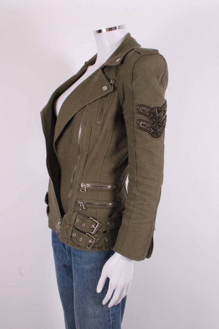 Balmain Padded Shoulder Military Jacket Khaki 10 | O/S, Khaki