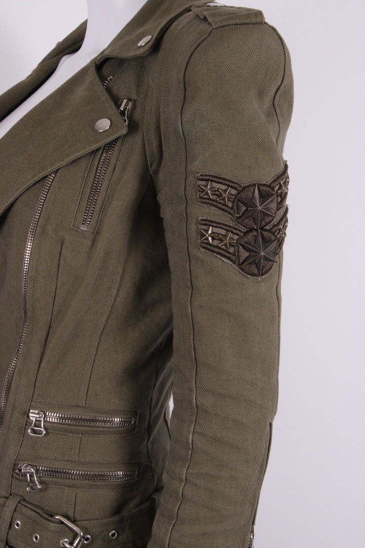 Balmain Padded Shoulder Military Jacket Khaki 10 | O/S, Khaki