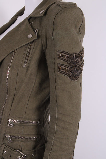 Balmain Padded Shoulder Military Jacket Khaki 10 | O/S, Khaki