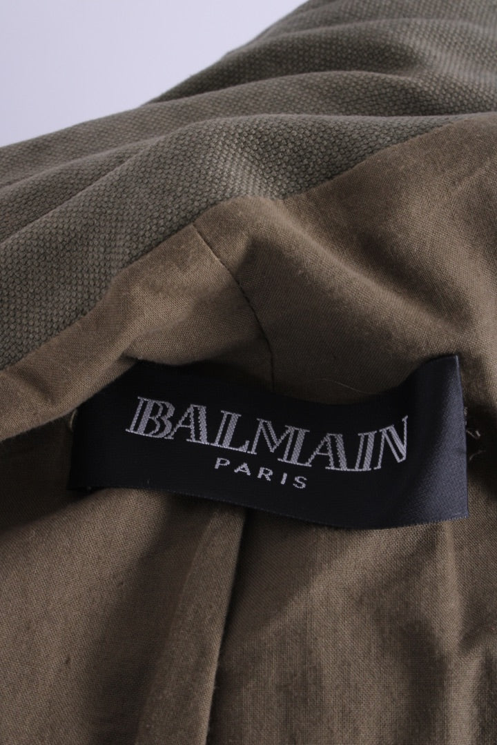 Balmain Padded Shoulder Military Jacket Khaki 10 | O/S, Khaki