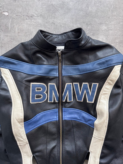 VT Rework: BMW Racing Stripe Cropped Leather Blouson | Medium, Multicoloured