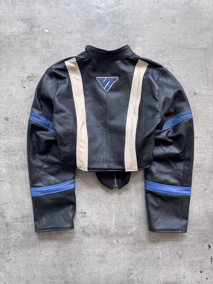 VT Rework: BMW Racing Stripe Cropped Leather Blouson | Medium, Multicoloured