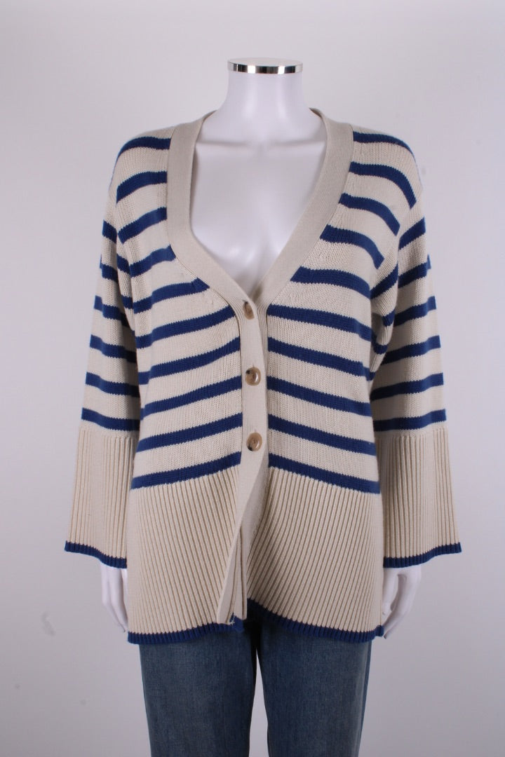 Toteme L/S Stripe Cardigan Cream/ Blue M | O/S, Blue