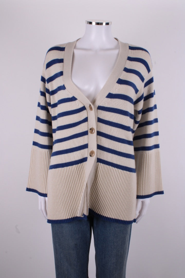 Toteme L/S Stripe Cardigan Cream/ Blue M | O/S, Blue