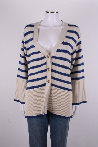 Toteme L/S Stripe Cardigan Cream/ Blue M | O/S, Blue