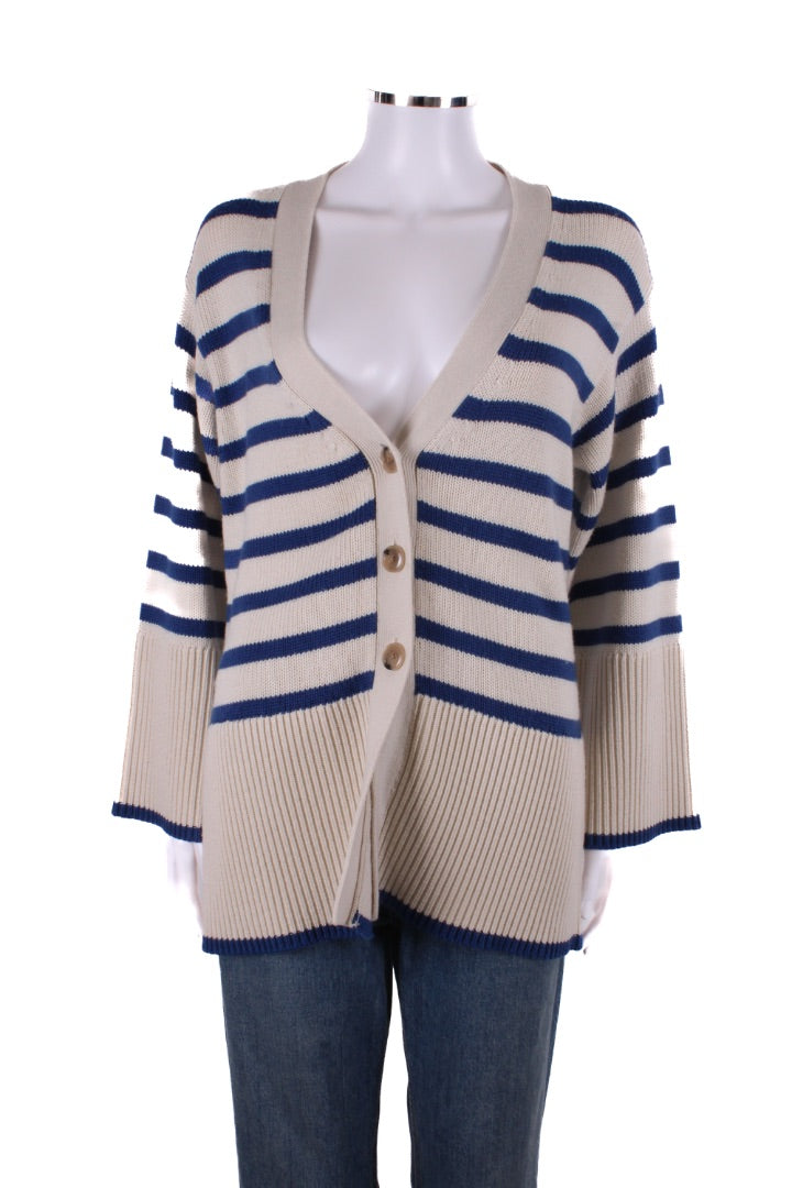 Toteme L/S Stripe Cardigan Cream/ Blue M | O/S, Blue