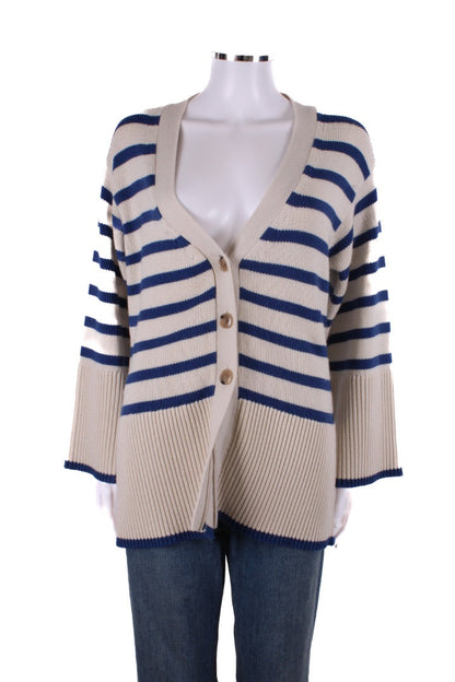 Toteme L/S Stripe Cardigan Cream/ Blue M | O/S, Blue
