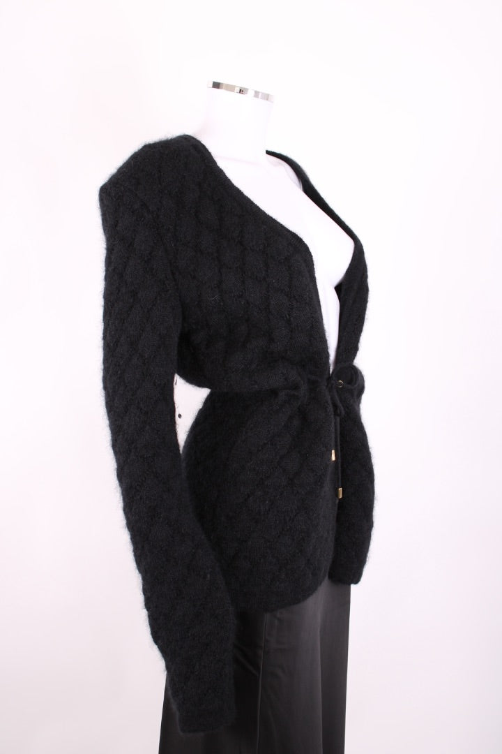 Balmain Drawstring Waist Cardigan Black 12 | Medium, Black