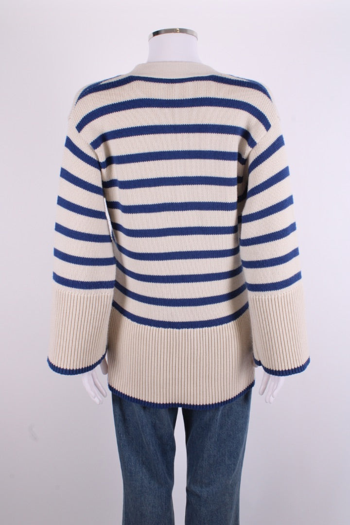 Toteme L/S Stripe Cardigan Cream/ Blue M | O/S, Blue