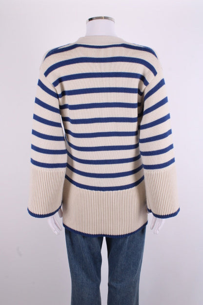 Toteme L/S Stripe Cardigan Cream/ Blue M | O/S, Blue