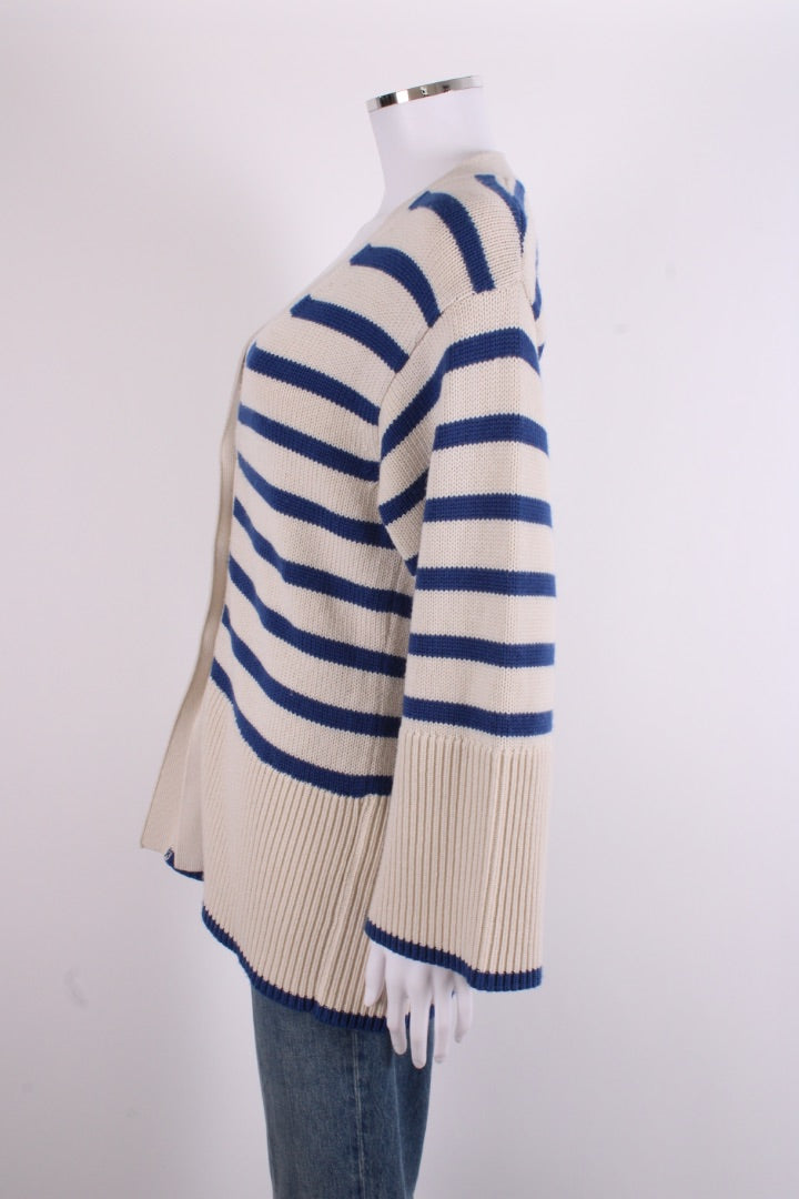 Toteme L/S Stripe Cardigan Cream/ Blue M | O/S, Blue