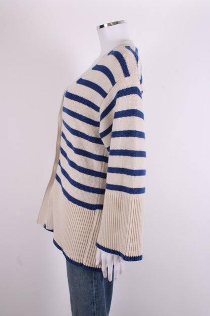 Toteme L/S Stripe Cardigan Cream/ Blue M | O/S, Blue