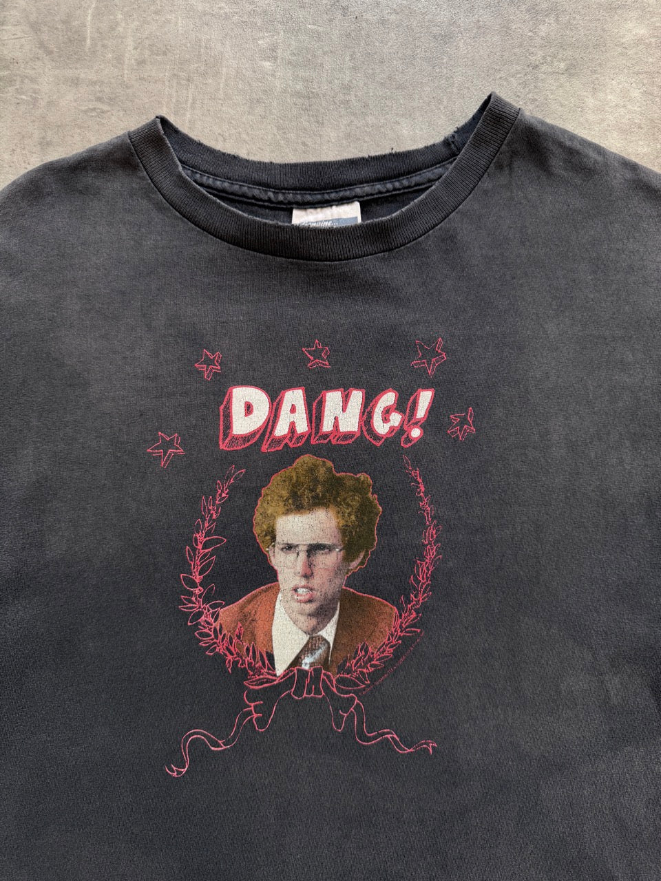 2000's Napoleon Dynamite "Dang!" Faded Black Graphic Tee | Medium, Multicoloured