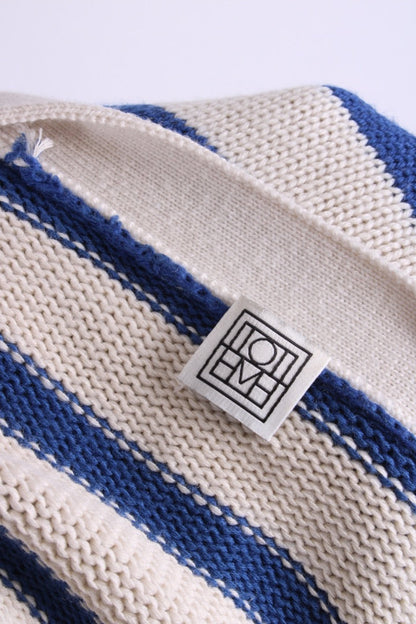 Toteme L/S Stripe Cardigan Cream/ Blue M | O/S, Blue