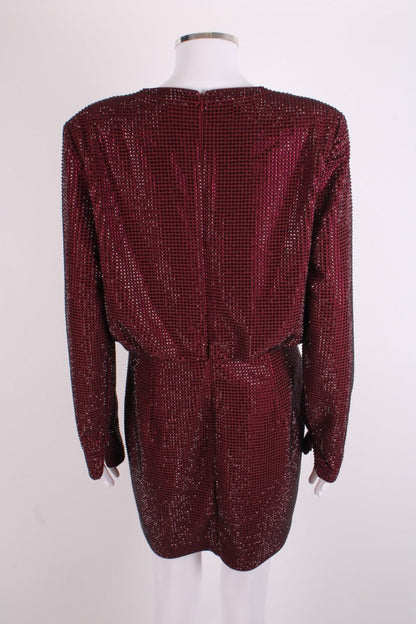 Roland Mouret L/S Diamante Dress Burgundy 12 | O/S, Burgundy