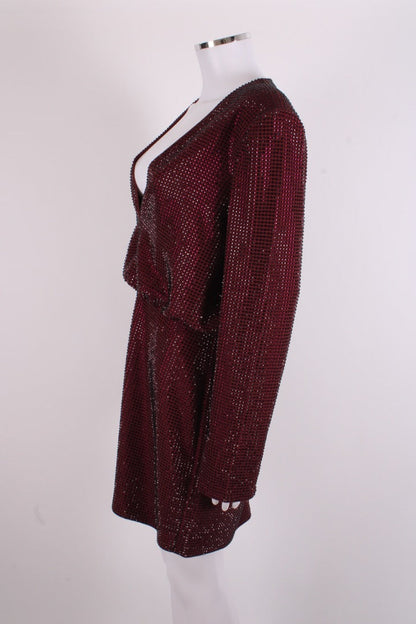 Roland Mouret L/S Diamante Dress Burgundy 12 | O/S, Burgundy