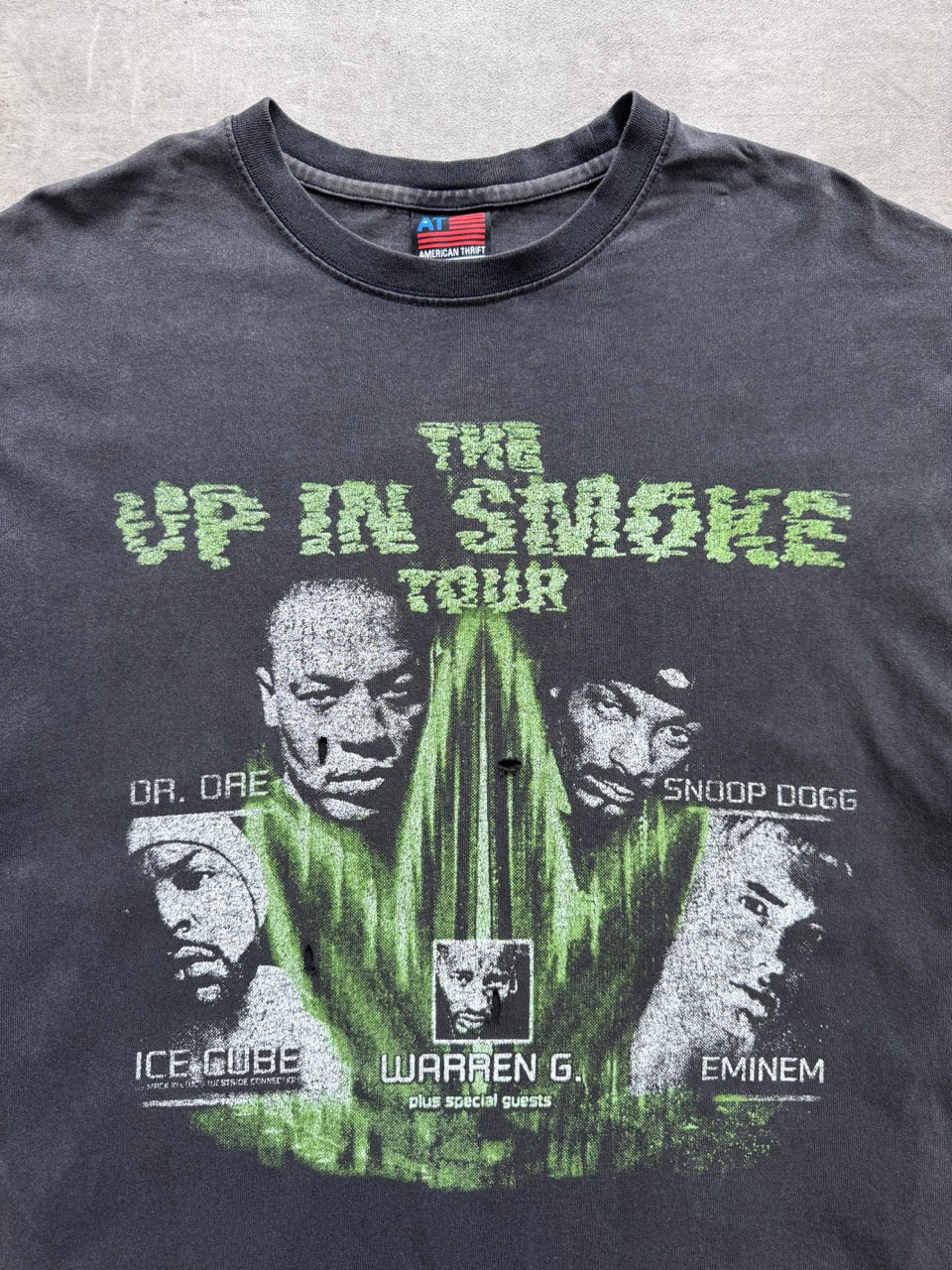 2000's 'Up In Smoke' Rap Tour Faded Black Graphic Tee | Large, Multicoloured