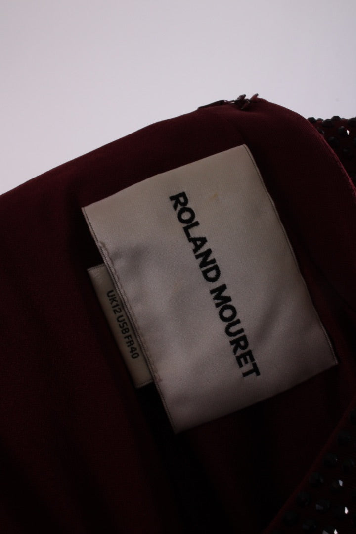 Roland Mouret L/S Diamante Dress Burgundy 12 | O/S, Burgundy