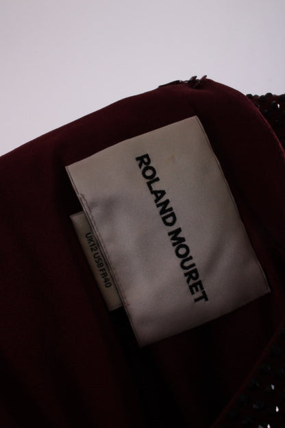 Roland Mouret L/S Diamante Dress Burgundy 12 | O/S, Burgundy