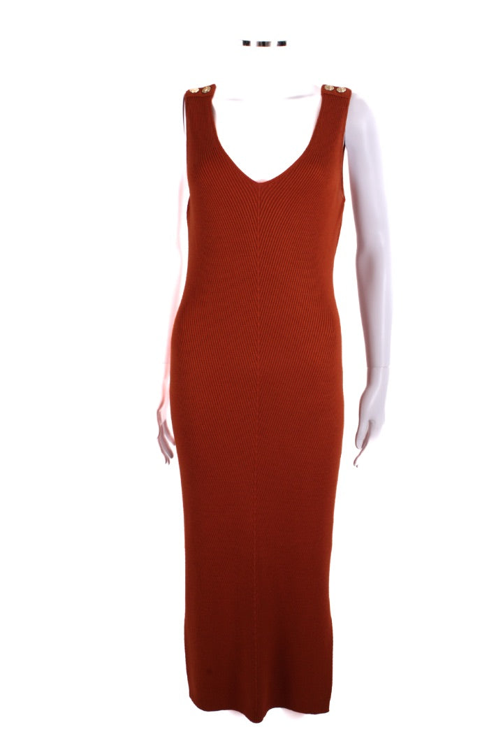Holland Cooper S/S Rib Knit Dress Orange M | O/S, Orange