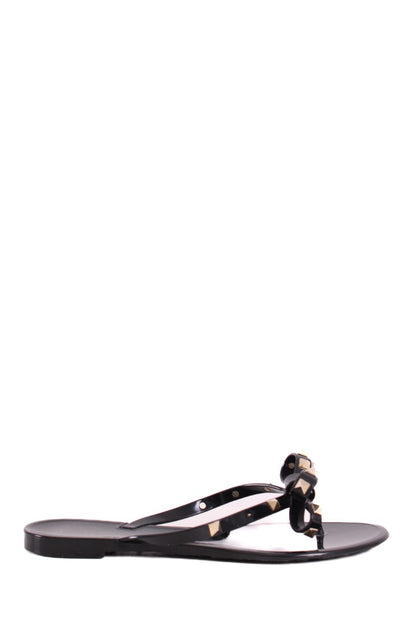 Valentino Rockstud Bow Rubber Sandals Black 39 | DEFAULT TITLE, Black